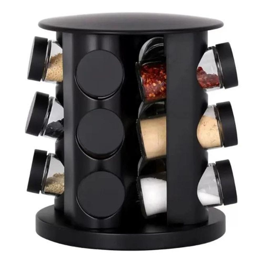 Porta Temperos E Condimentos Giratório 9 Potes Vidro Cor