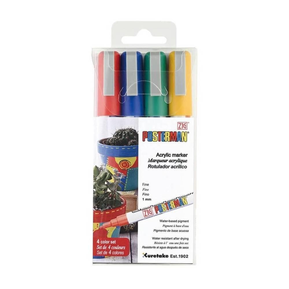 Marcador Ponta Fina Zig Posterman Básicas Pma-20 Com 4 Cores