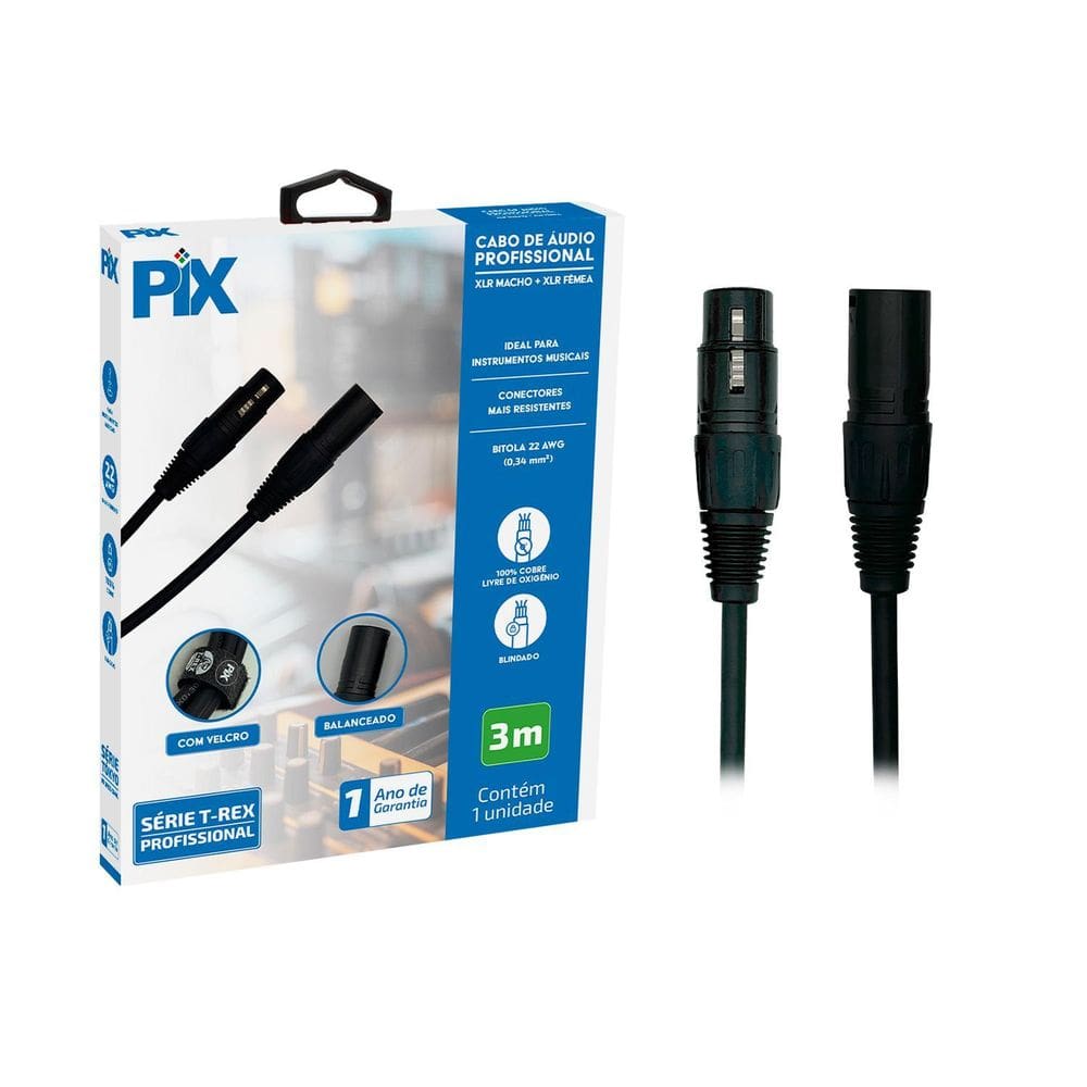 Cabo Canon Xlr Macho Canon Xlr Femea Blindado 3 Metros