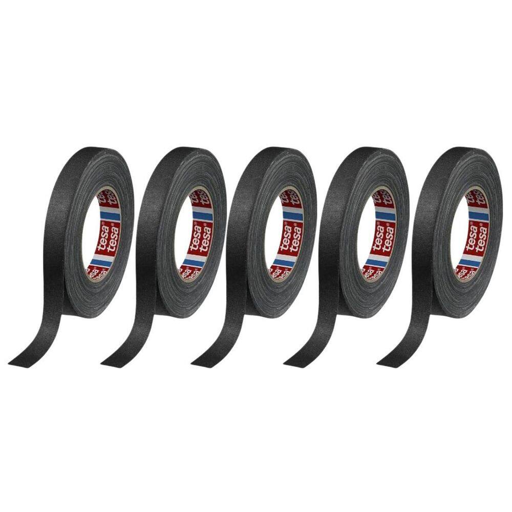 Kit 5 Fita Tecido Gaffer Tape  Tesa 18Mm X 50M Preto