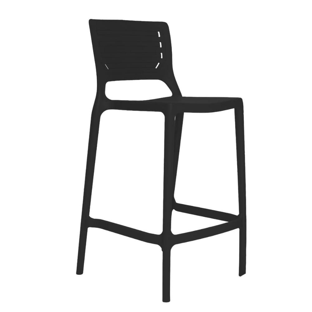 Banqueta Alta Cozinha Preta Empilhável Saturno em Polipropileno Acrilys
