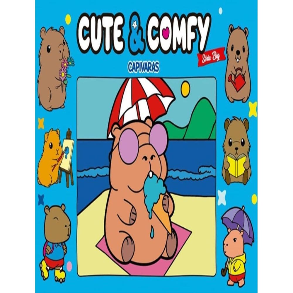 Cute Comfy Serie Big Capivaras Livro Colorir Adulto Capa