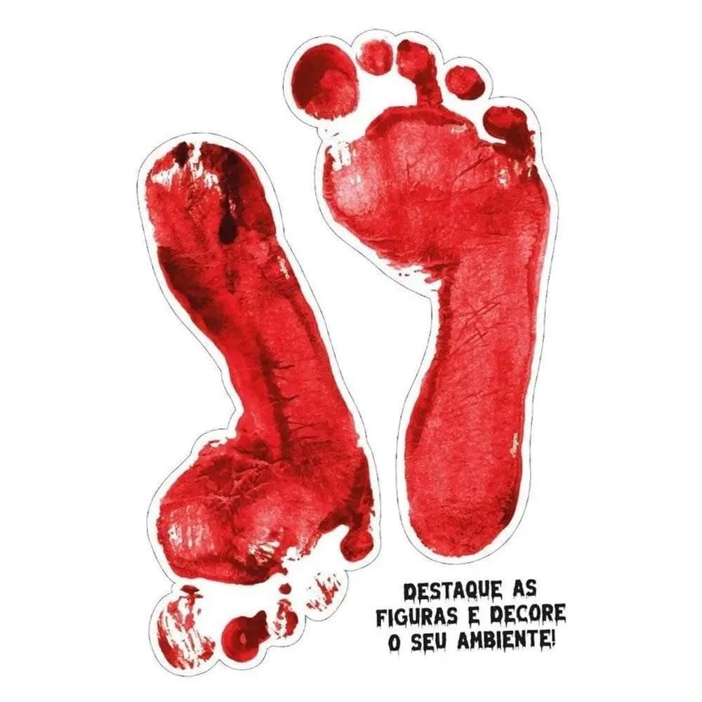 Adesivo De Chão Pegadas De Sangue Halloween Sustos Arrepios