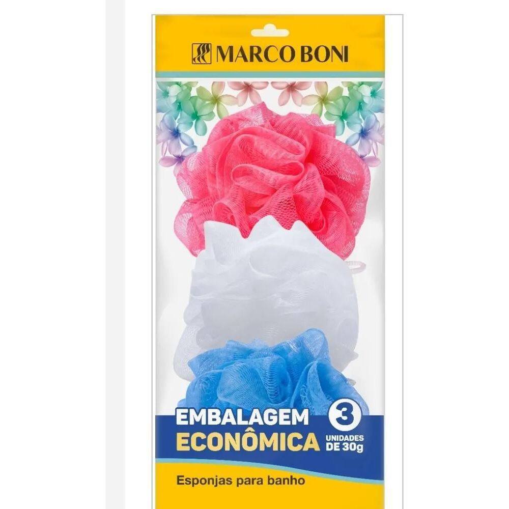 2X Esponjas Em Naylon Para Banho Macia Kit Com 3 Marco Boni