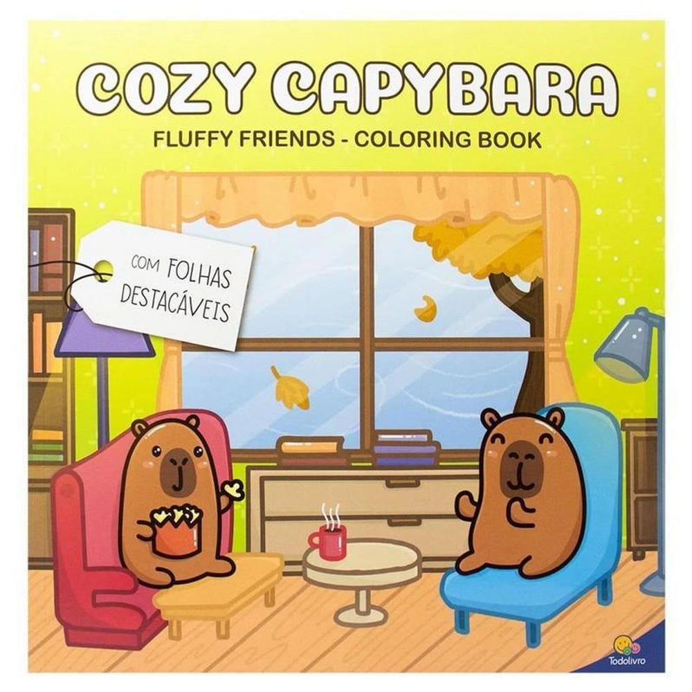 Livro Fluffy Friends - Coloring Book - Cozy Capybara