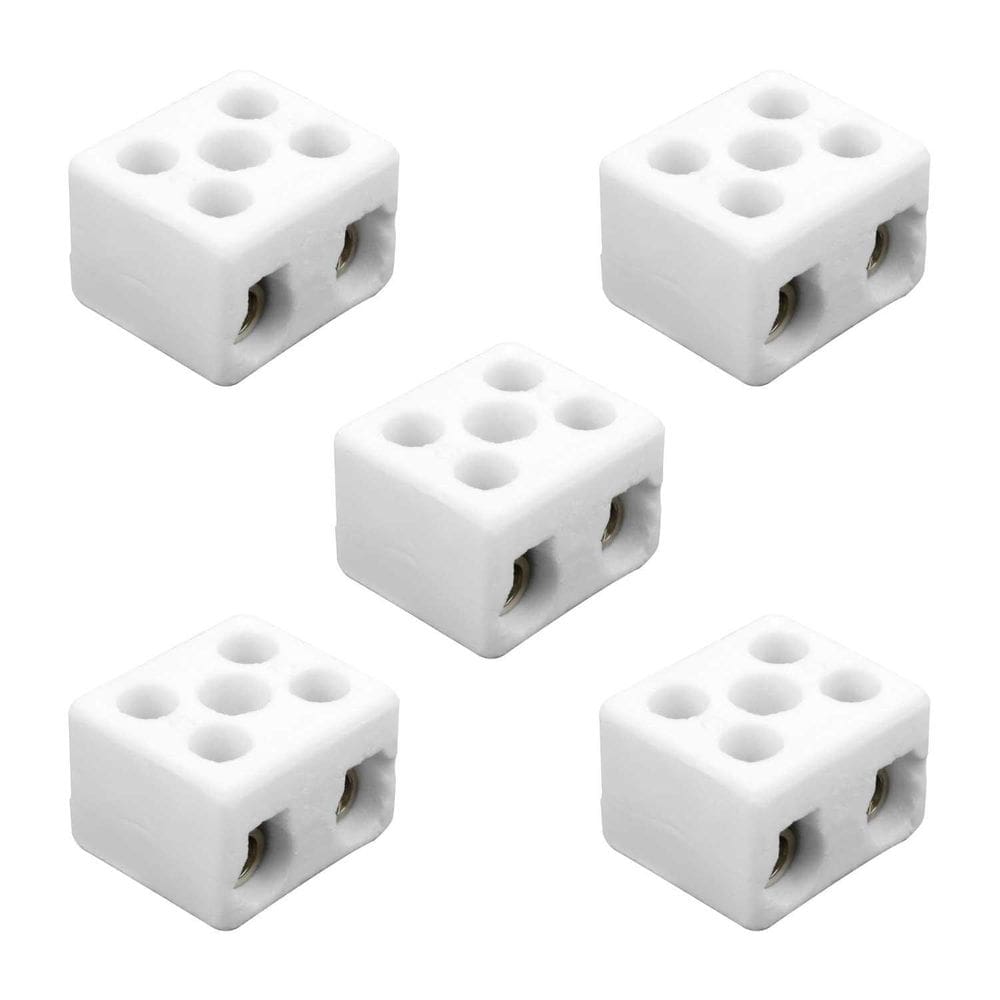 5X Conector Bipolar Cerâmica Cabo 16Mm 30A 250V - Chuveiro