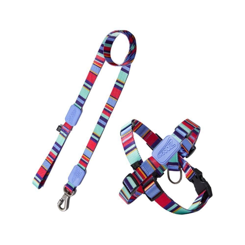 Peitoral Em X E Guia Para Cães Raios E Listras Violeta - G