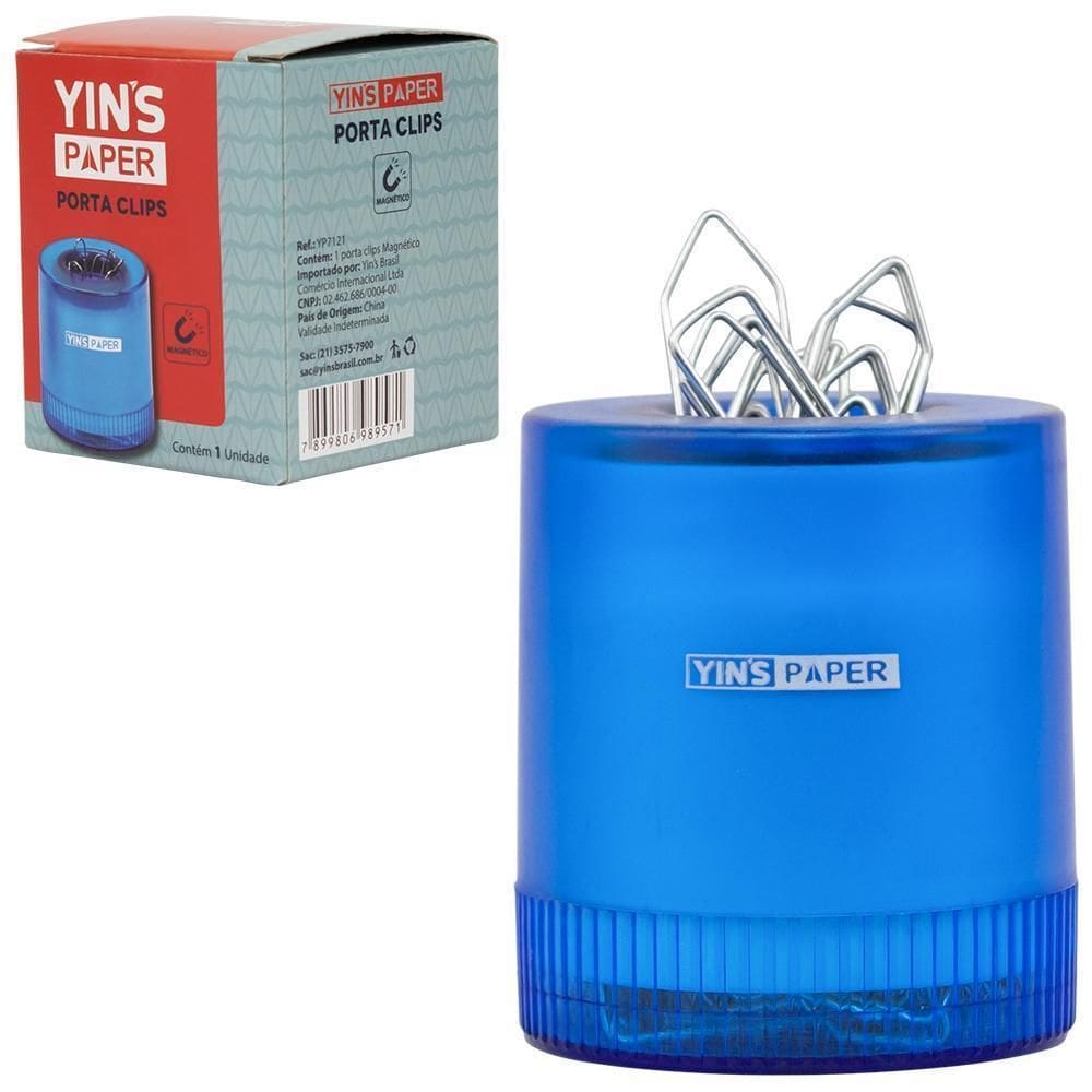 Porta Clips Magnetico De Plastico Redondo Yins Paper 6X5,5Cm