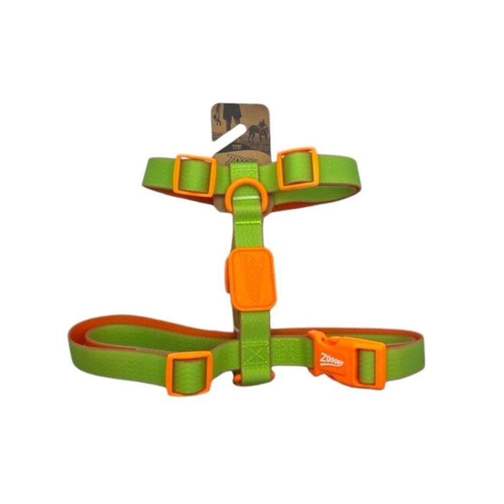 Peitoral Pet Ajustável Para Todos Portes Acqua Wave Verde Com Borracha Laranja