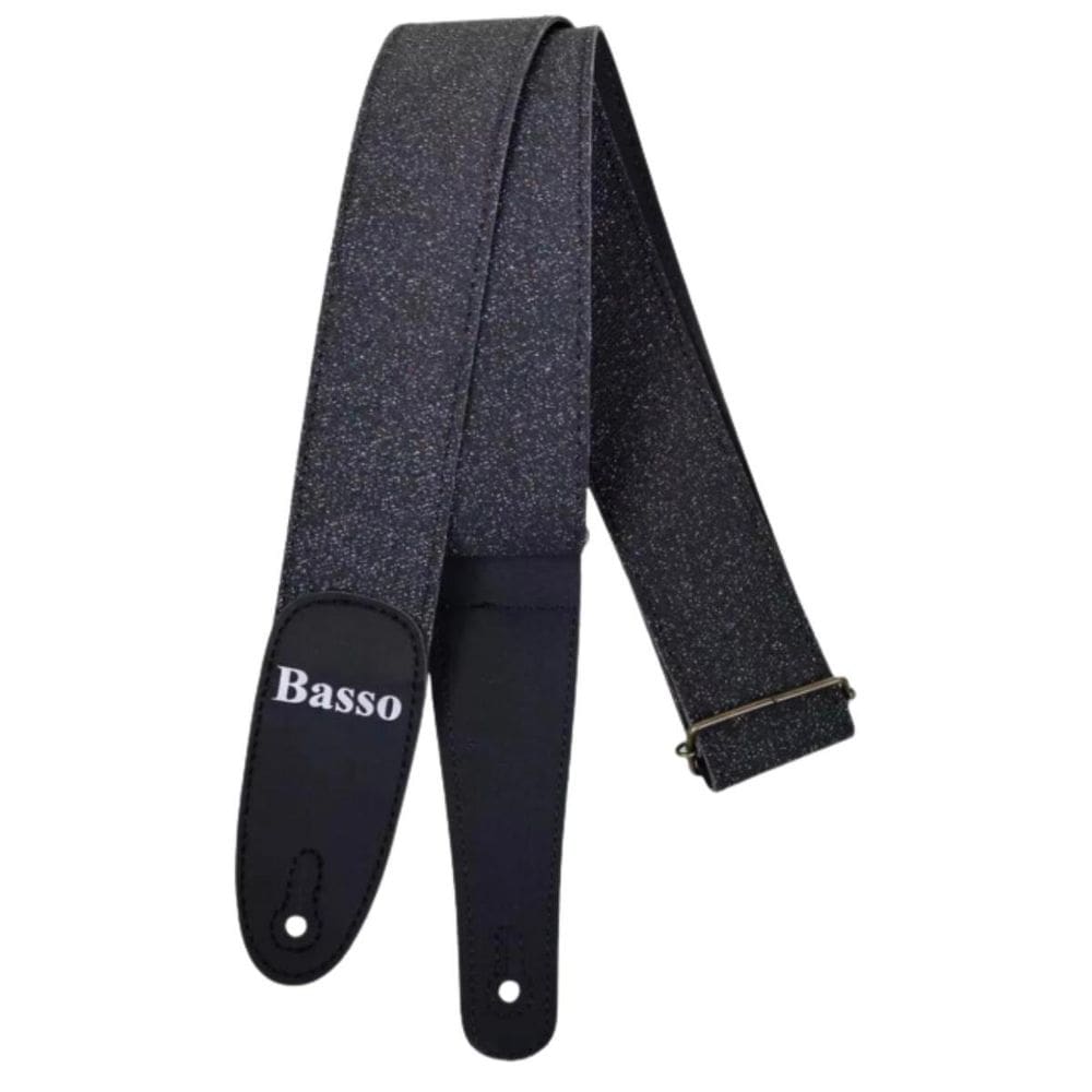 Correia Basso Tecido Ex40 5Cm Porus Preto Gliter Furtacor