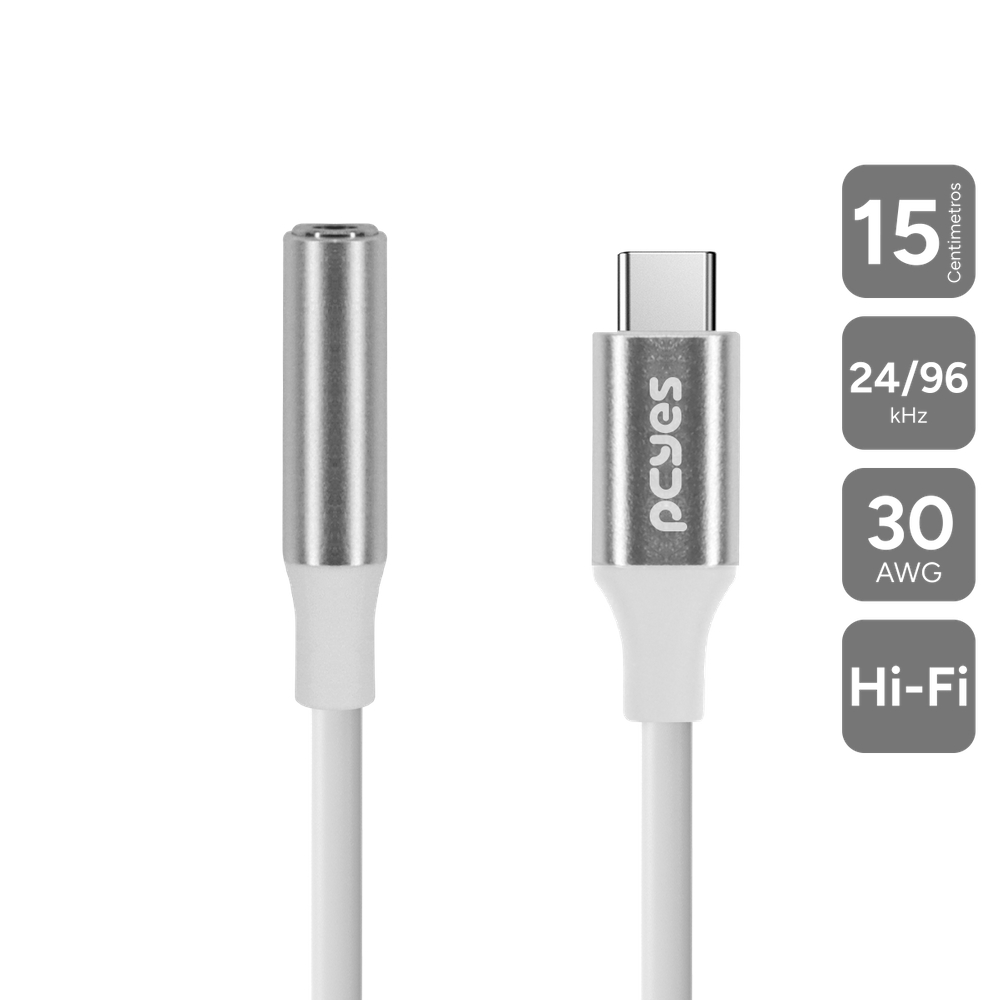 Cabo USB-C para P3 Fêmea - Branco - 15CM - P3UCP-15B