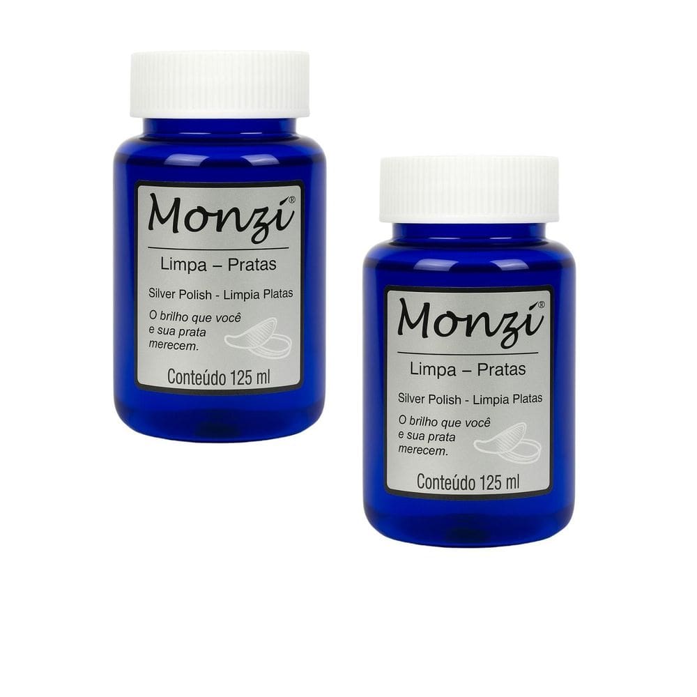 Kit 2 Limpa Prata 925 Monzi 125Ml Liquido Limpeza Jóia