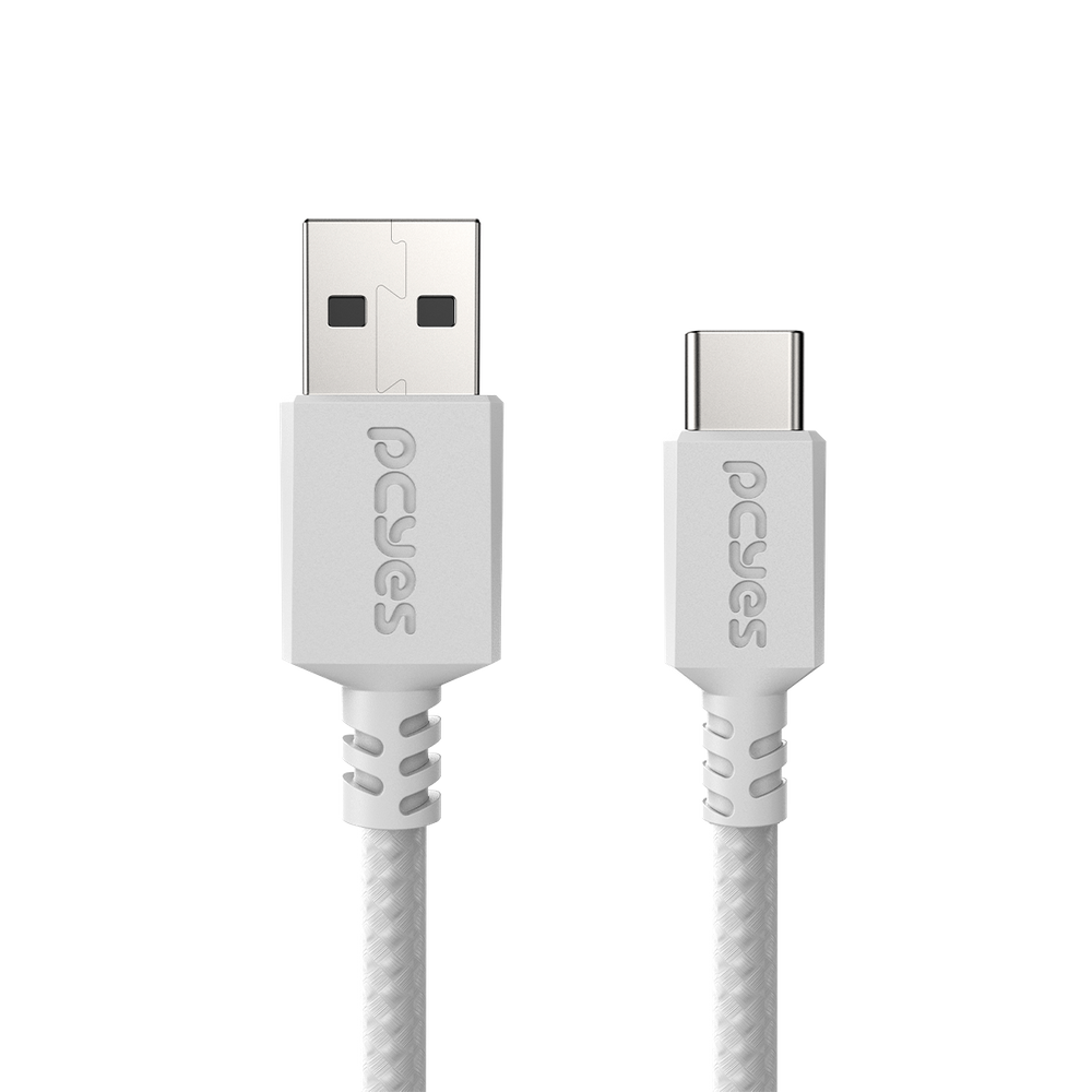 Cabo USB a 2.0 Macho P/ USB TIPO-C - Branco - 2 Metros - NYLON - CBPY03B