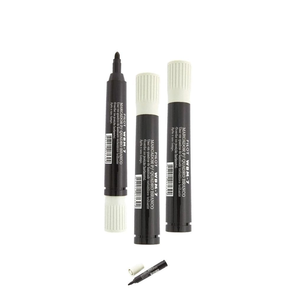 Caneta Marcadora Ergonômica Preta De Quadro Branco Kit 3