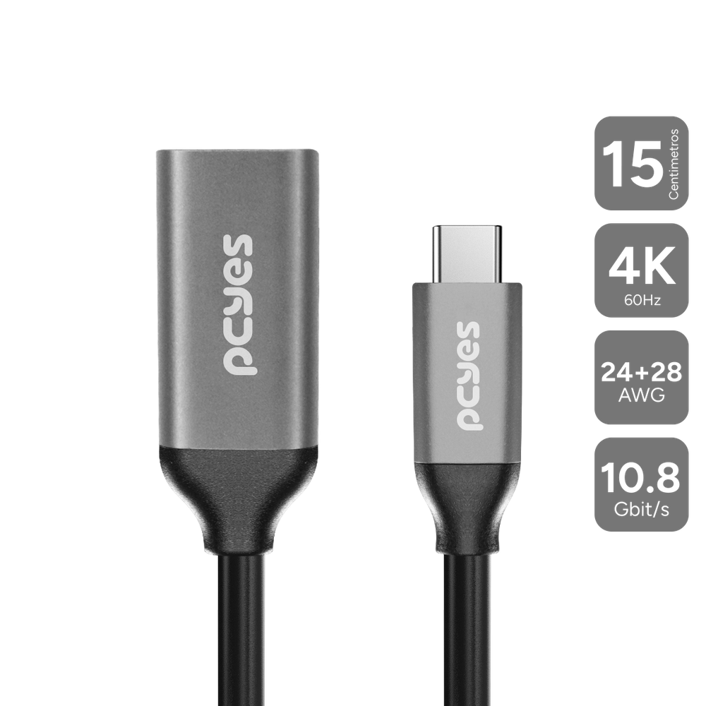 Cabo USB TIPO-C para HDMI Fêmea 2.0 4K/60HZ - Preto - 15CM - PUCF-15