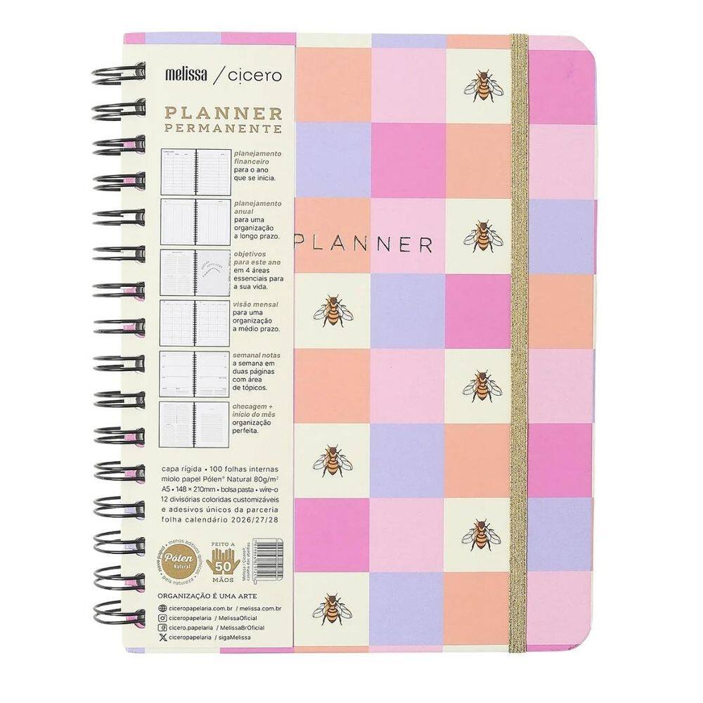 Planner Permanente Wire-O A5 Melissa Casinha Das Abelhas
