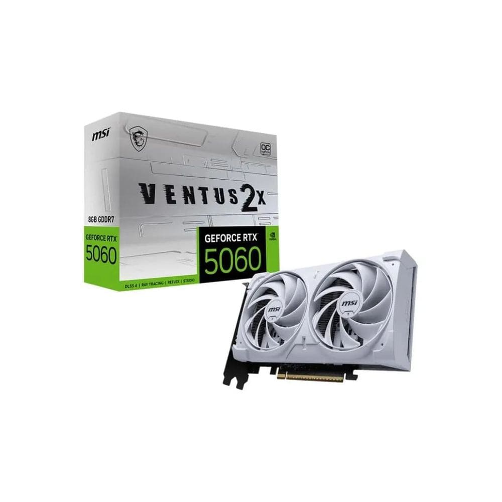 Placa de Video MSI Geforce RTX 5060 Ventus 2X OC White 8GB GDDR7 128 BITS - 912-V537-018