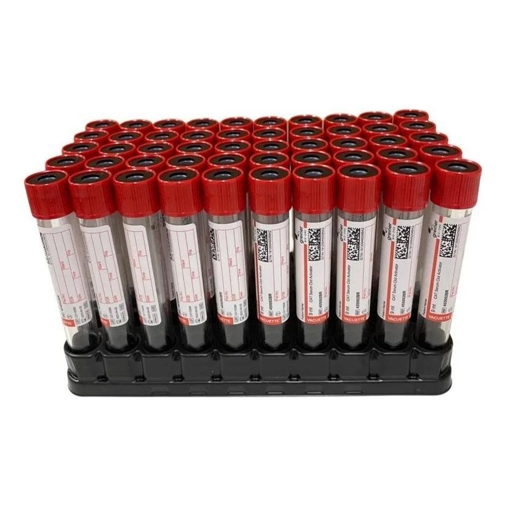 2X 50 Tubos Para Coleta De Sangue A Vácuo Tampa Vermelha 9Ml