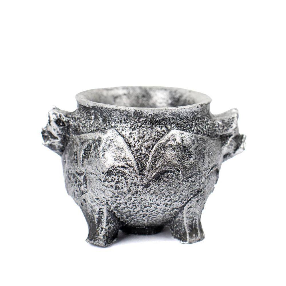 Incensário Caldeirão Morcego Cinza 5 Cm Em Resina