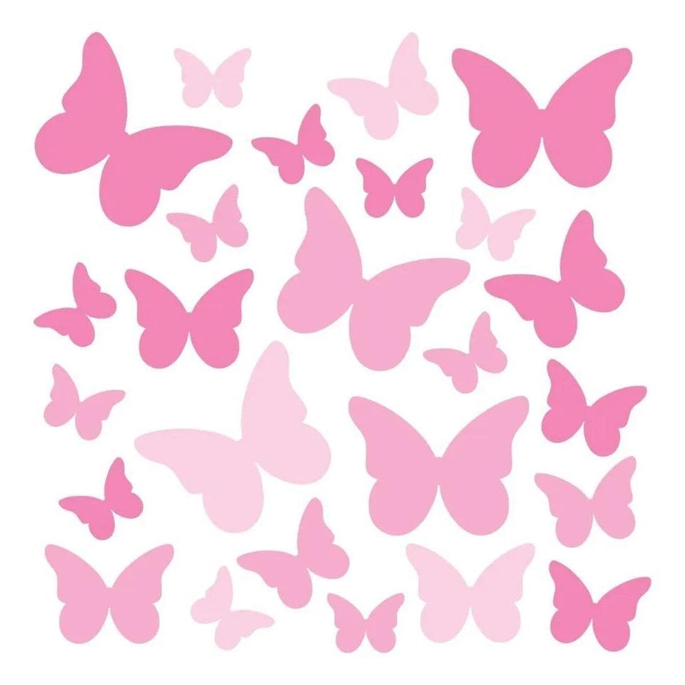 2X Adesivo De Parede Infantil 32 Borboletas Tons De Rosa
