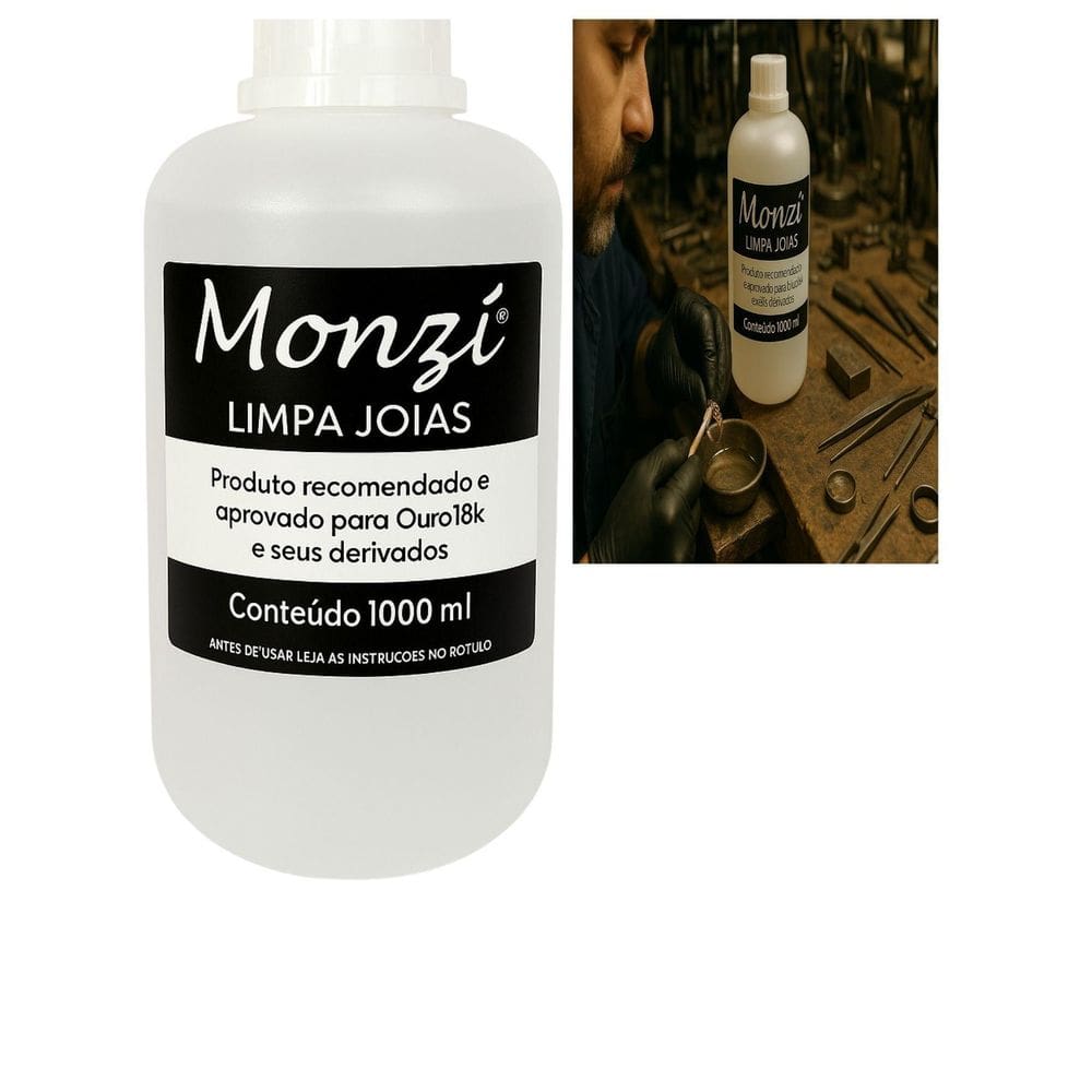 Limpa Jóias Ouro 18K Monzi 1 Litro Grande 1000Ml Limpeza