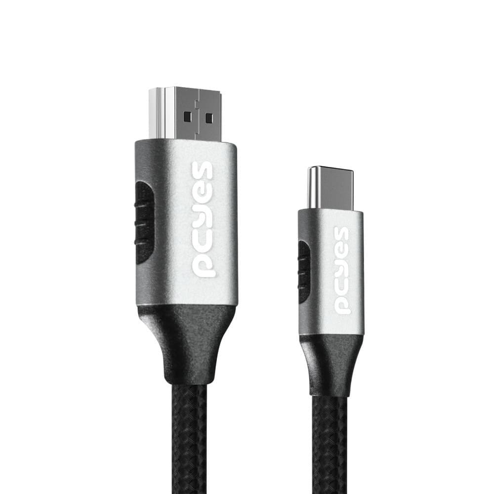 Cabo USB TIPO-C para HDMI Macho 2.1 - Preto - 2M - NYLON - PUCH2P