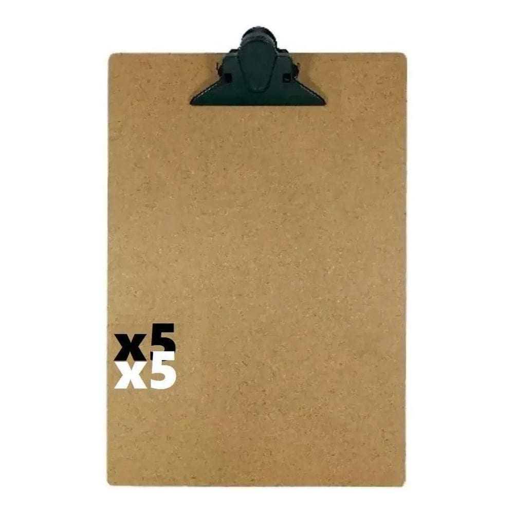 2X Prancheta Em Mdf, Kit Combo 5 Unidades Tamanho A4