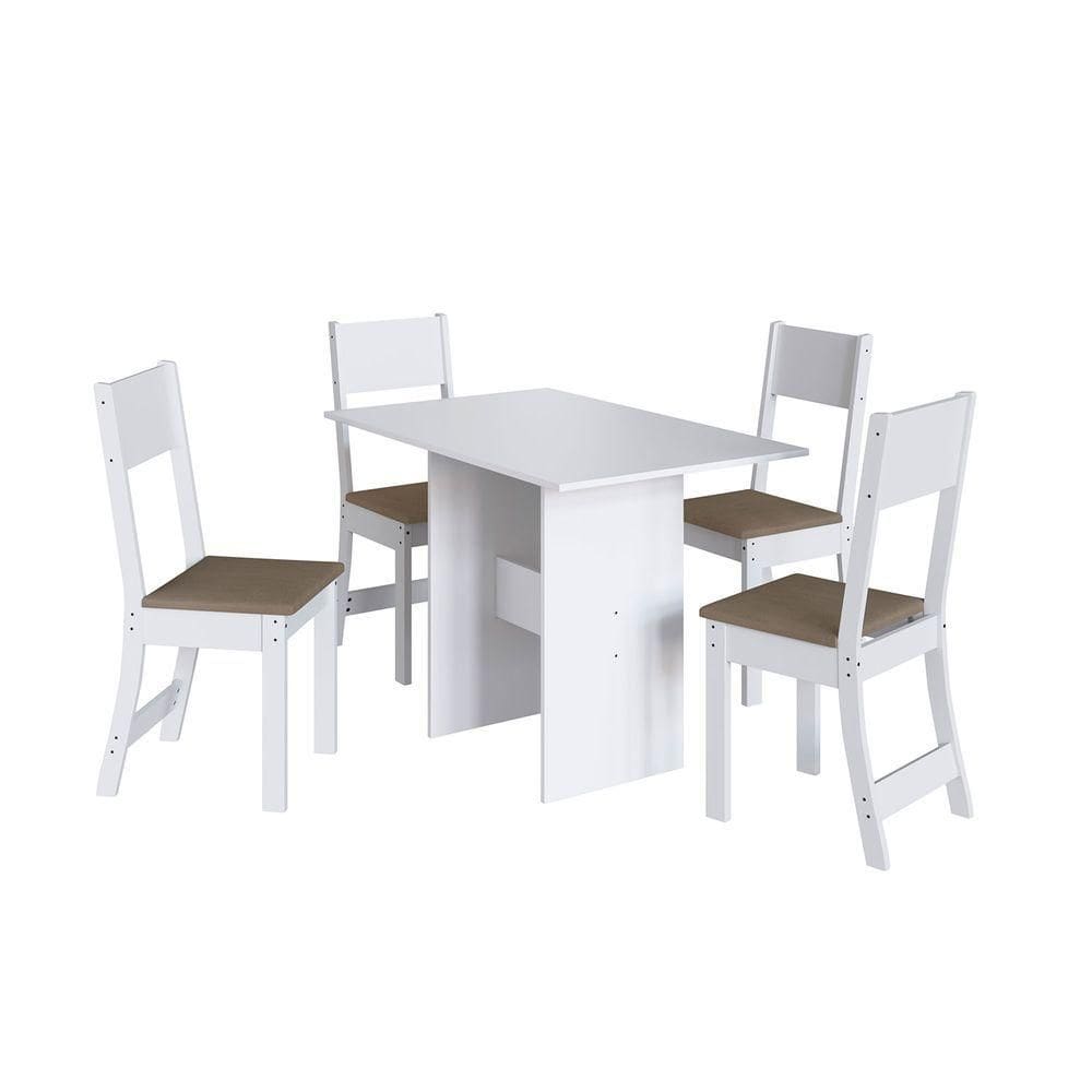 Conjunto Mesa Karla Paris Com 4 Cadeiras Branco Cacau - Indekes