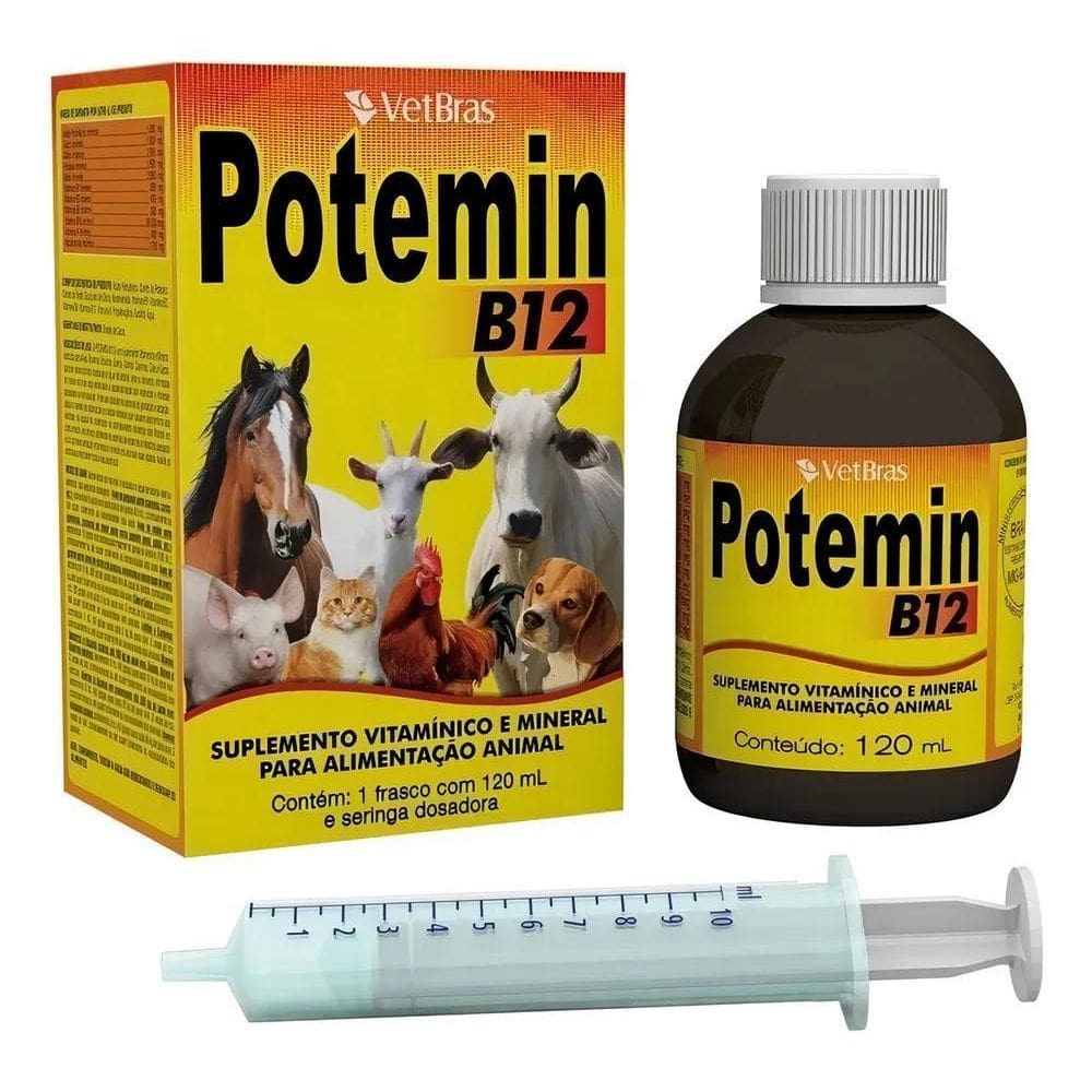 2X Potemin B12 - Vitamina Para Animais 120Ml