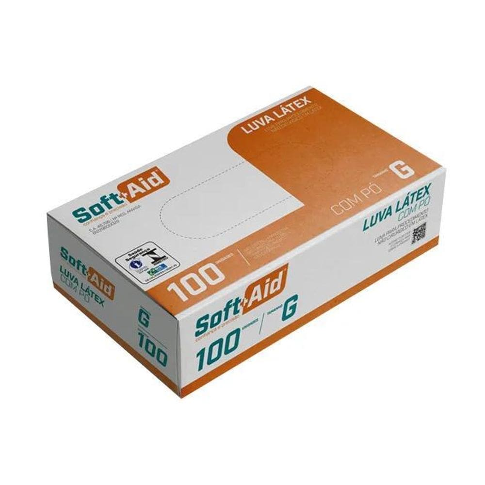 Luvas Descartáveis De Látex Com Pó Soft+Aid 100 Un Tm G