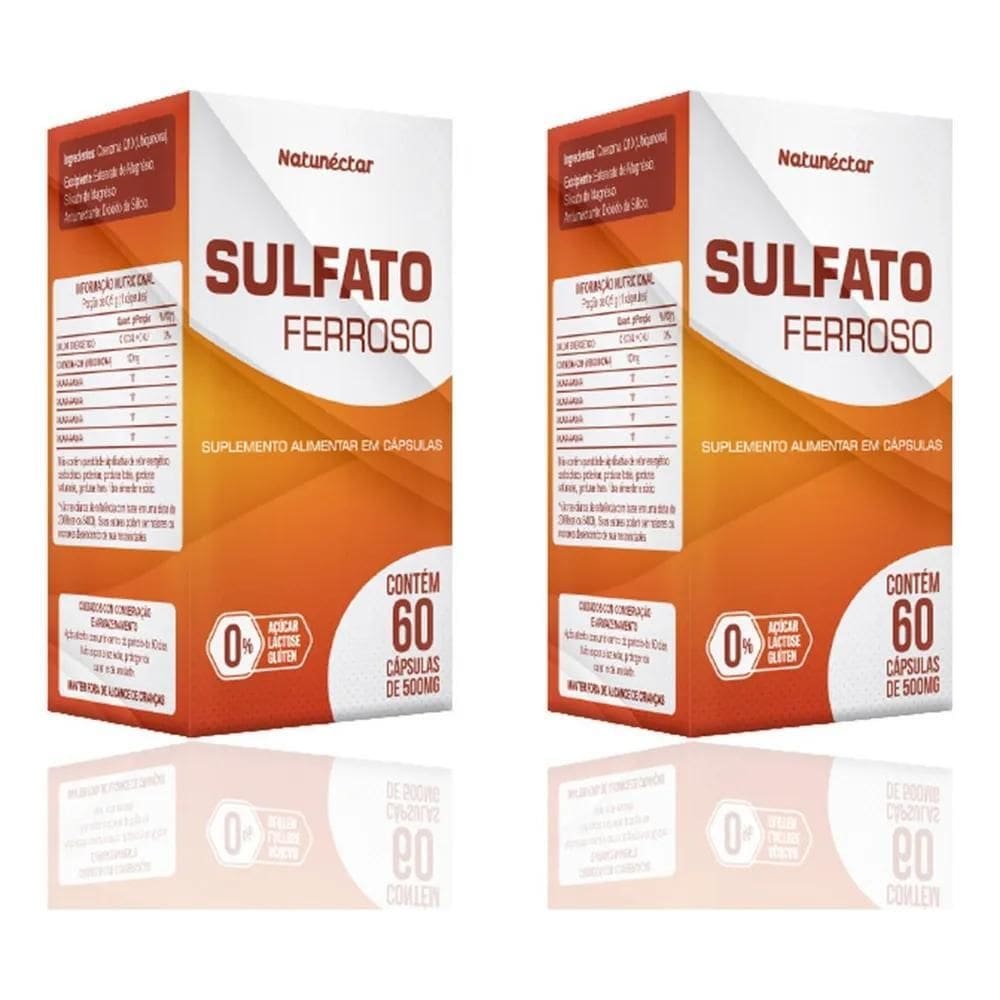 2X Sulfato Ferroso Suplemento Alimentar Puro Ferro 120 Capsu