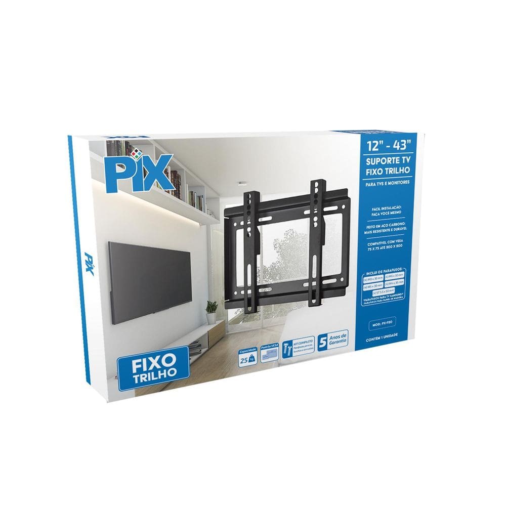 Suporte Para Tv 12 A 43 Inclinável Pix Px-Ft20 Montado Preto