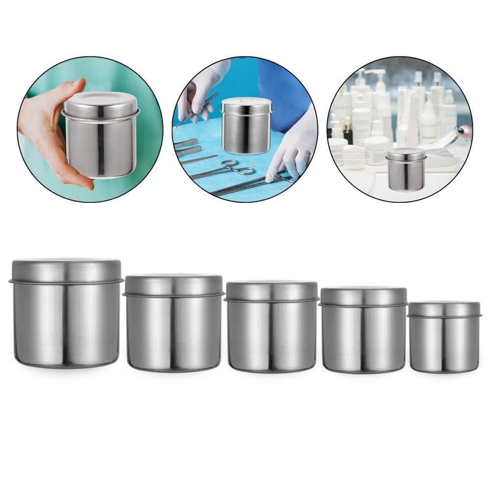 Kit 5 Pote Inox Porta Gaze Algodão Cotonetes Odonto Manicure