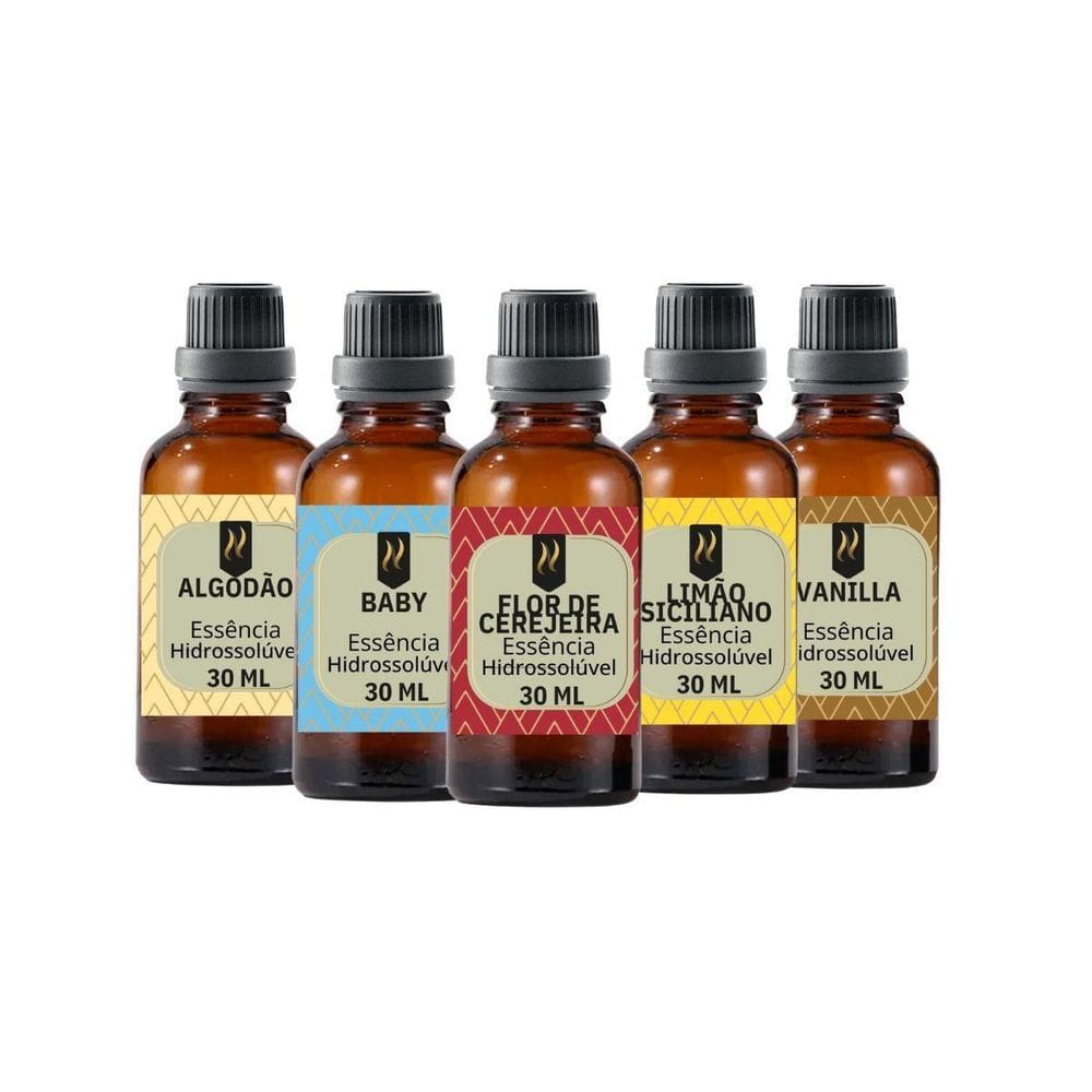 Super Kit 5 Essências A Base Água Hidrossolúvel 30Ml Difusor