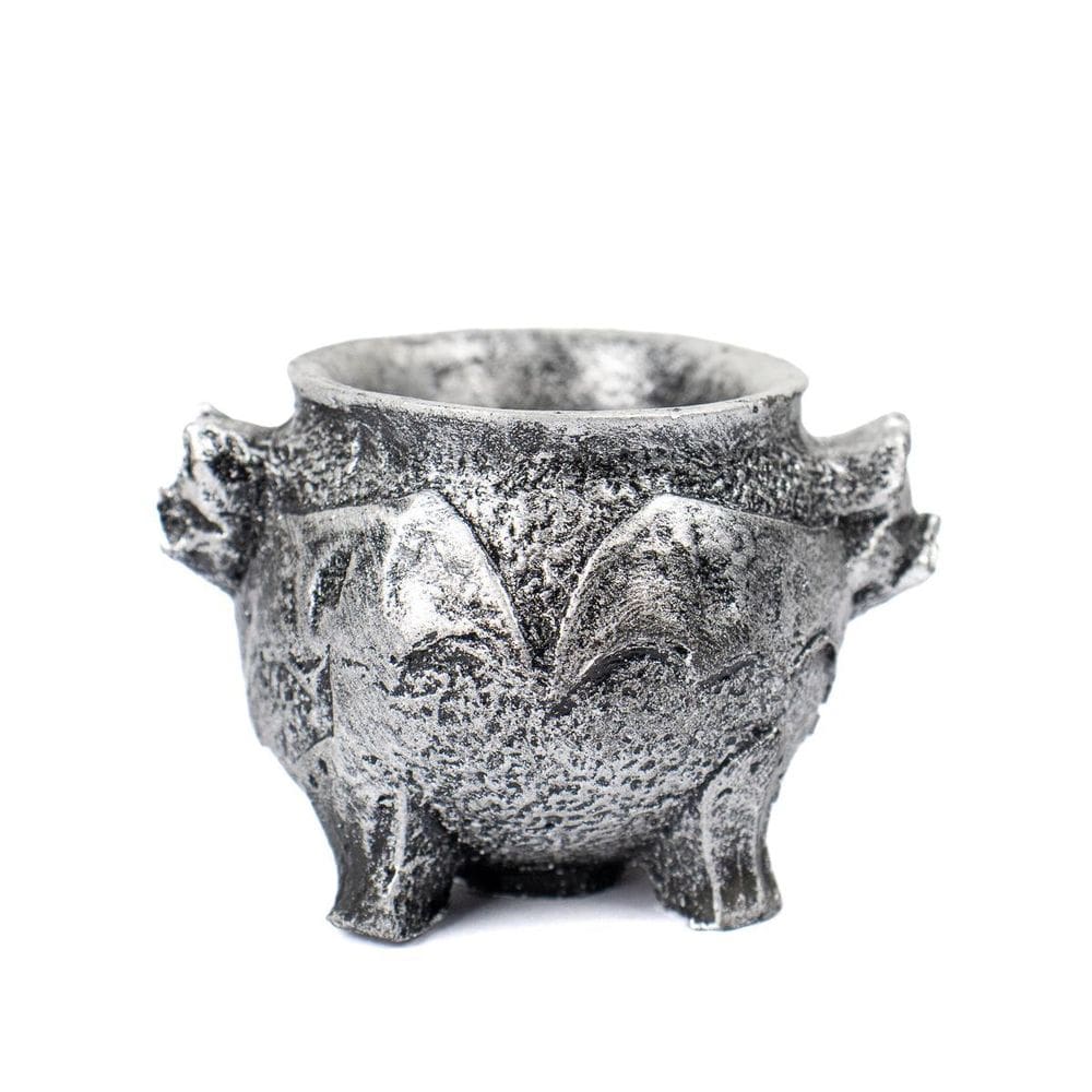 Incensário Caldeirão Morcego Cinza 5 Cm Em Resina