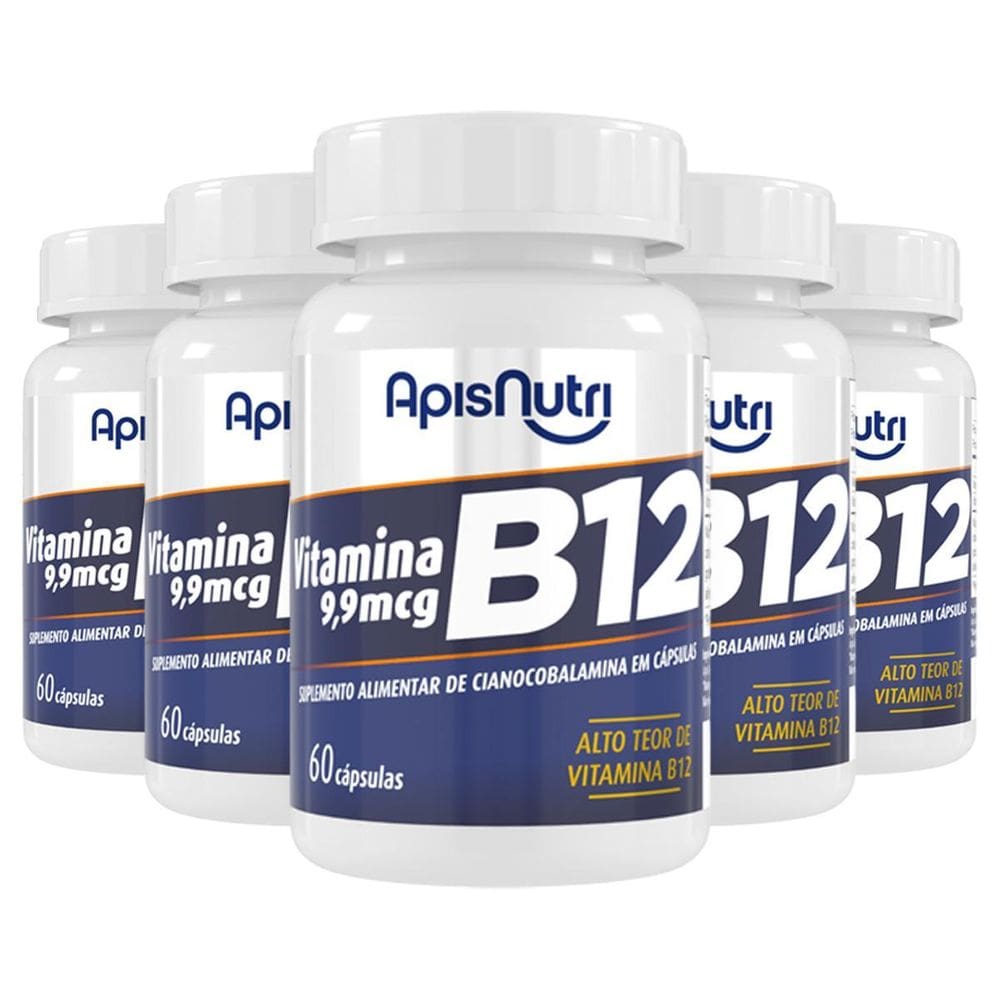 Kit 5 Vitamina B12 Apisnutri 60 Cápsulas