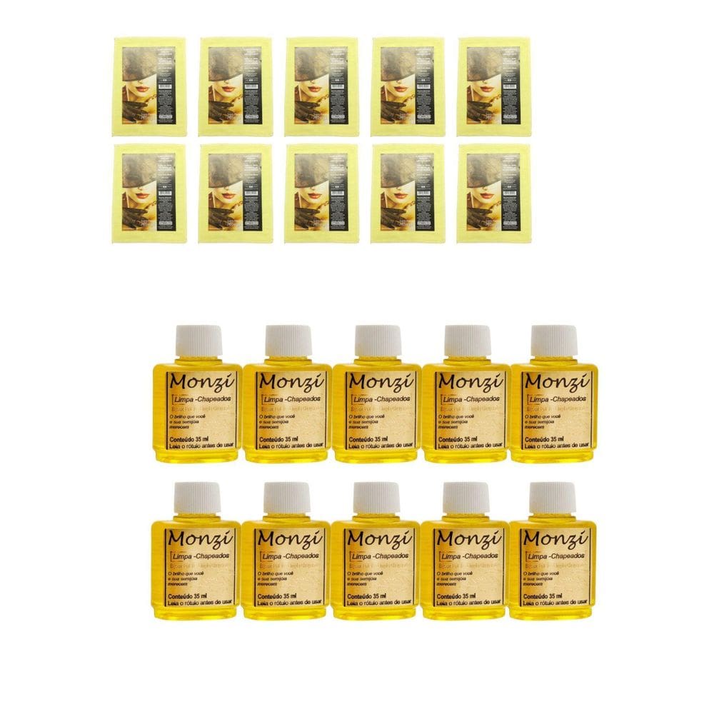 Kit 10Un Limpa Chapeados 35Ml Semijóias Monzi +10Un Flanelas