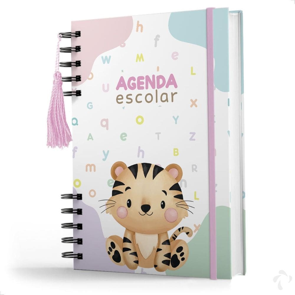 Agenda Creche Infantil Capa Dura Cuidado Diário Menina Tigre