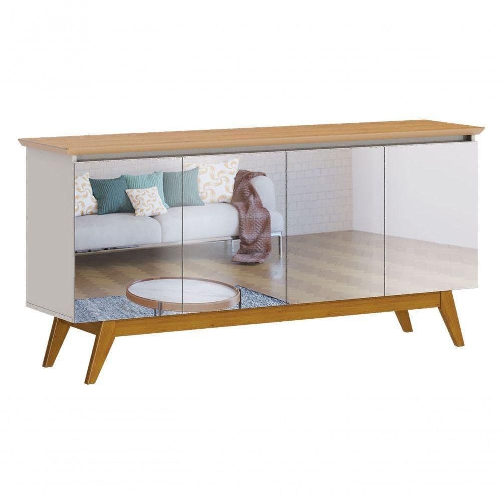 Buffet Classic Off White Com Nature E Espelho - Imcal Móveis