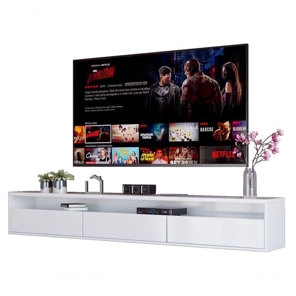 Rack Suspenso Para Tv Life 1.36 Branco Acetinado - Móveisaqui