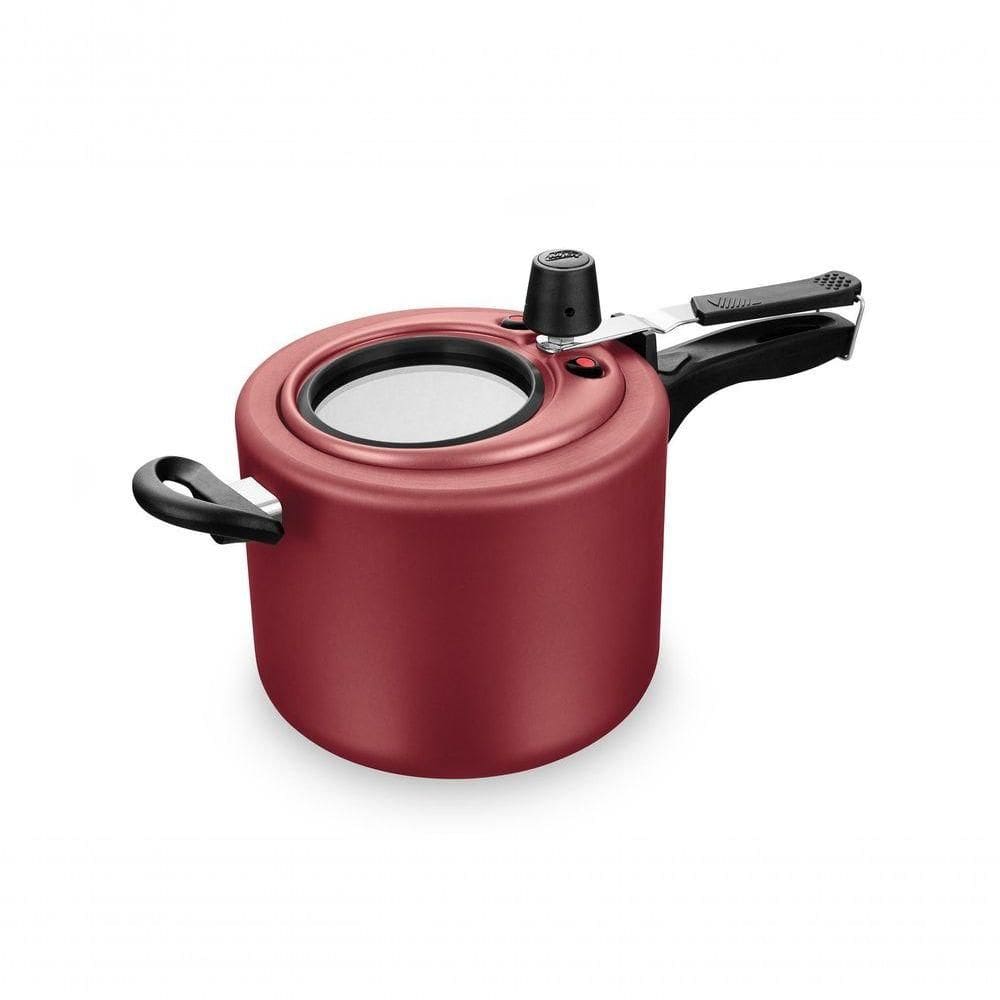Panela De Pressão Antiaderente 4,5 Litros Com Visor Cereja 6033