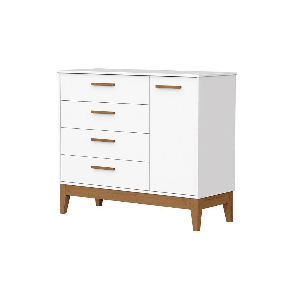 Comoda Sapateira Flip 1 Porta 4 Gavetas Branco Fosco