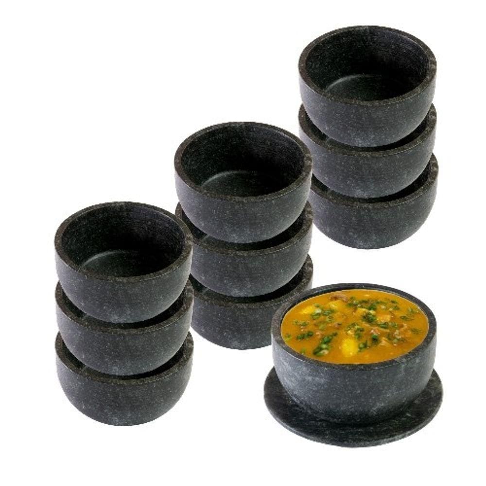 Kit 10 Cumbucas Bowl Pedra Sabão Com Prato 500 Ml