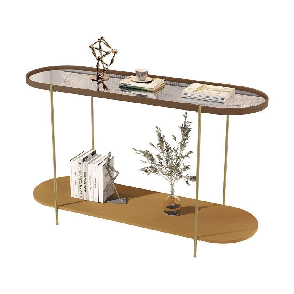Buffet Aparador Alamanda Castanho Com Nature Pe Dourado - Moveis Jb