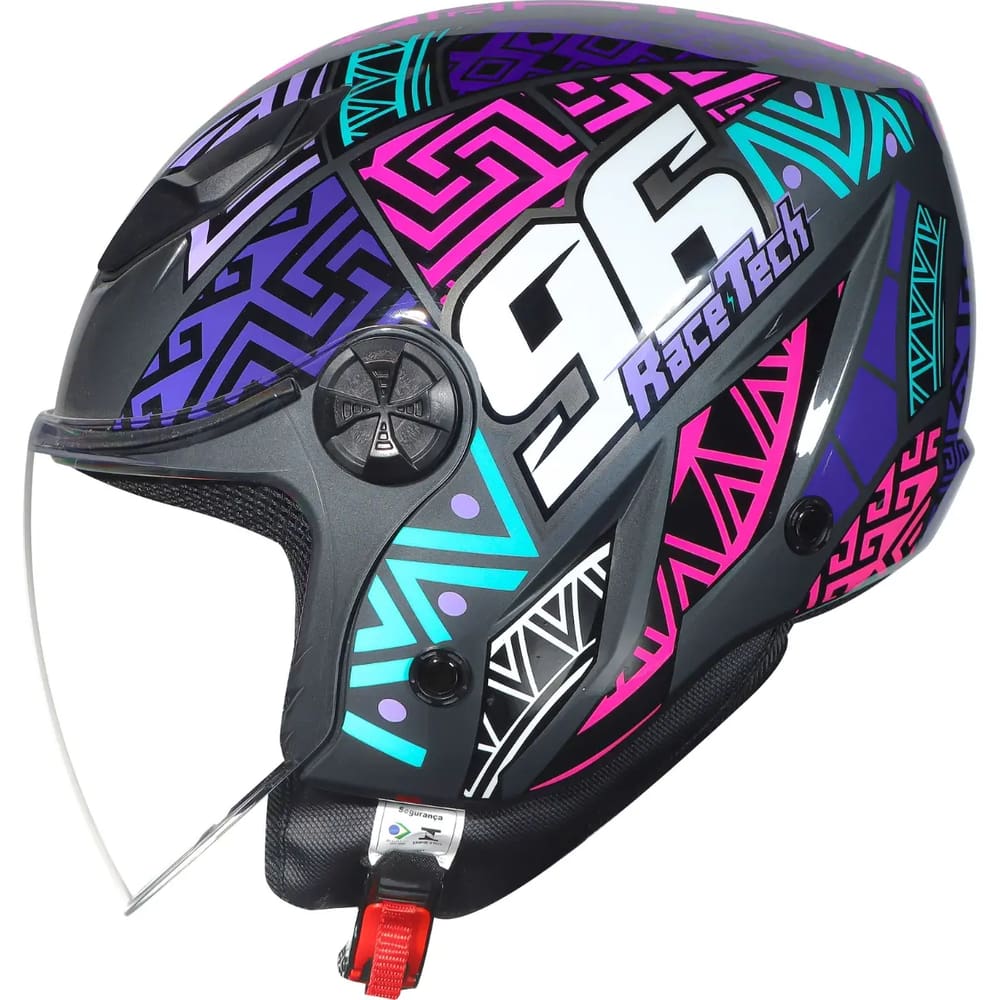 Capacete Race Tech Play Art Cinza e Roxo