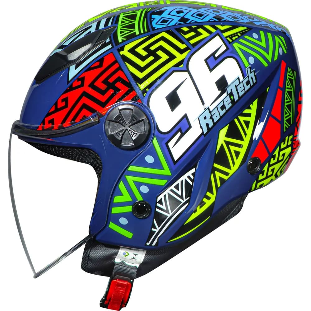 Capacete Race Tech Play Art Azul e Laranja