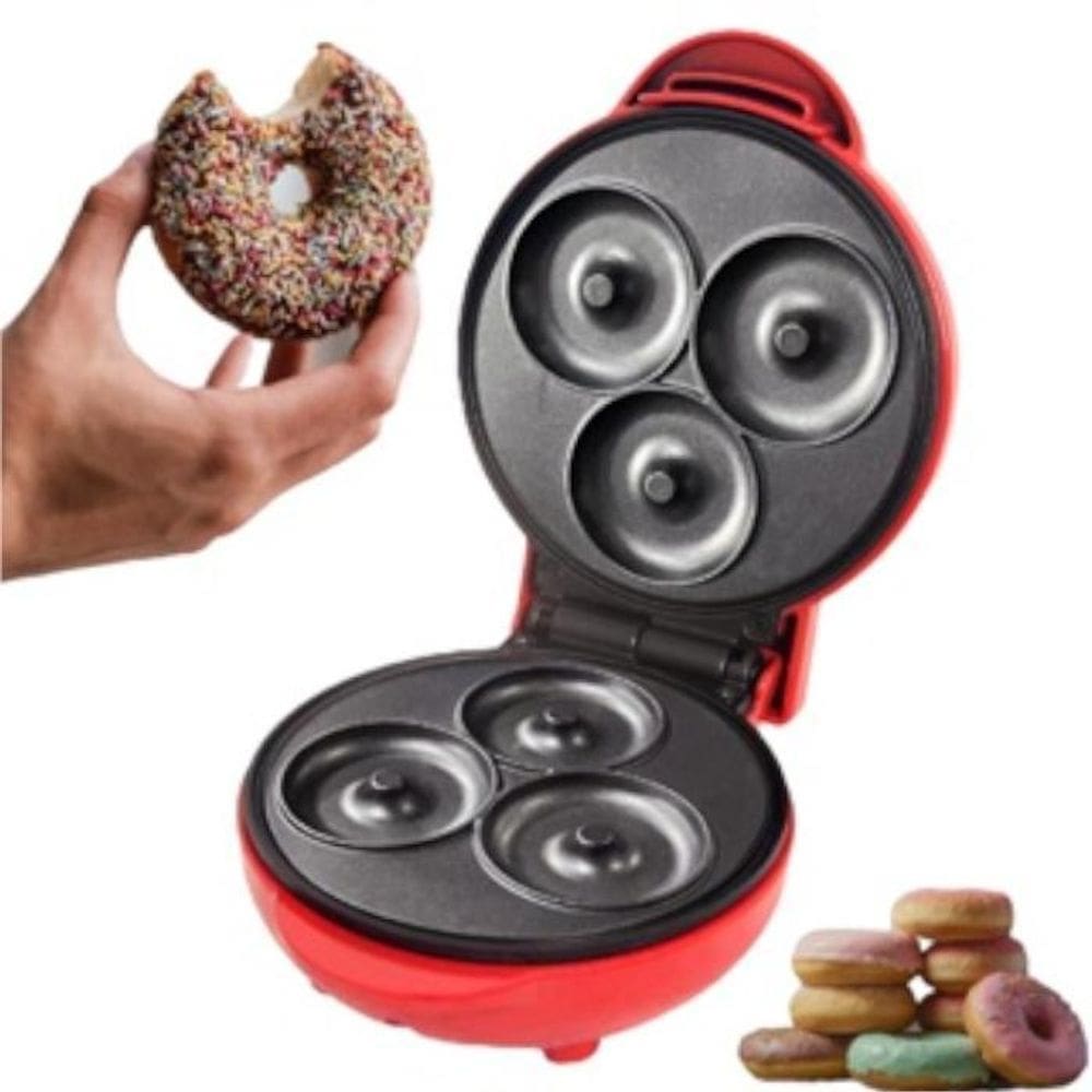 Supermáquina Donuts Mini Faz 3 Rosquinhas Confeitaria 220V