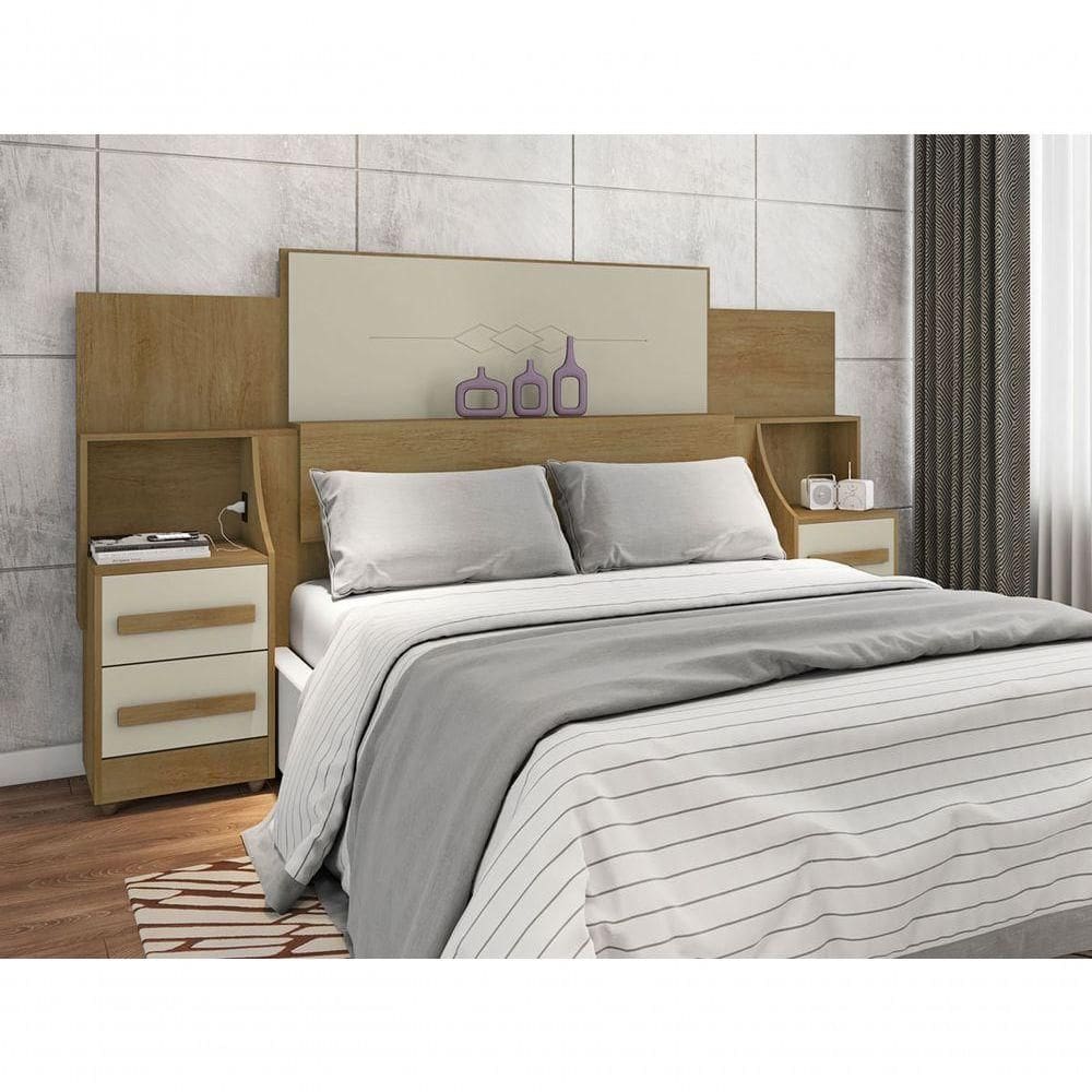 Cabeceira De Casal Extensível Síria Cinamomo Com Off White - Rv Móveis