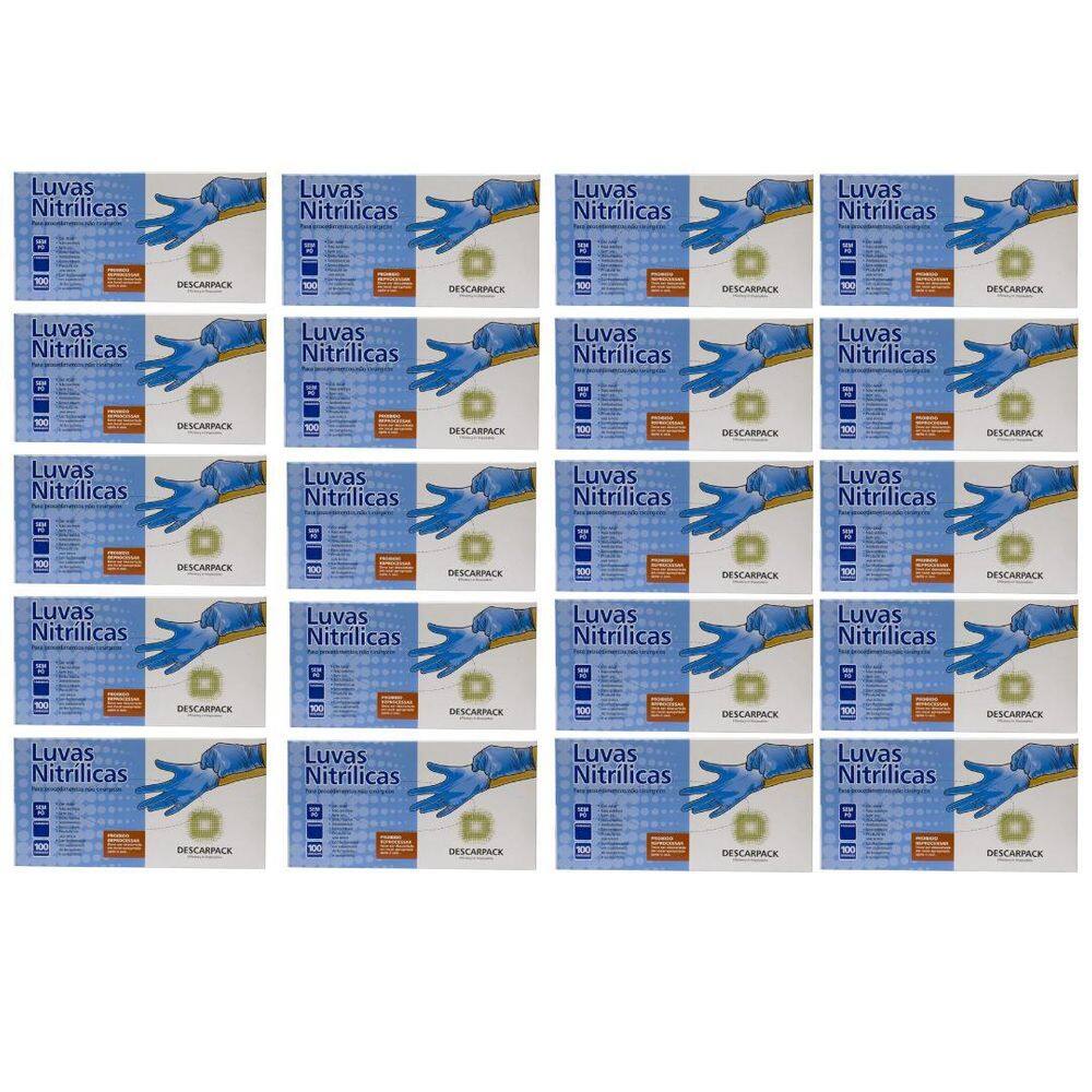 Luva Nitrilica Azul 20X100 Descarpack - G