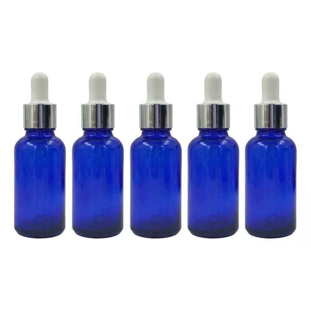 20 Ou 40 Frascos Vidro Azul Conta Gotas Gotejador 30Ml Tampa